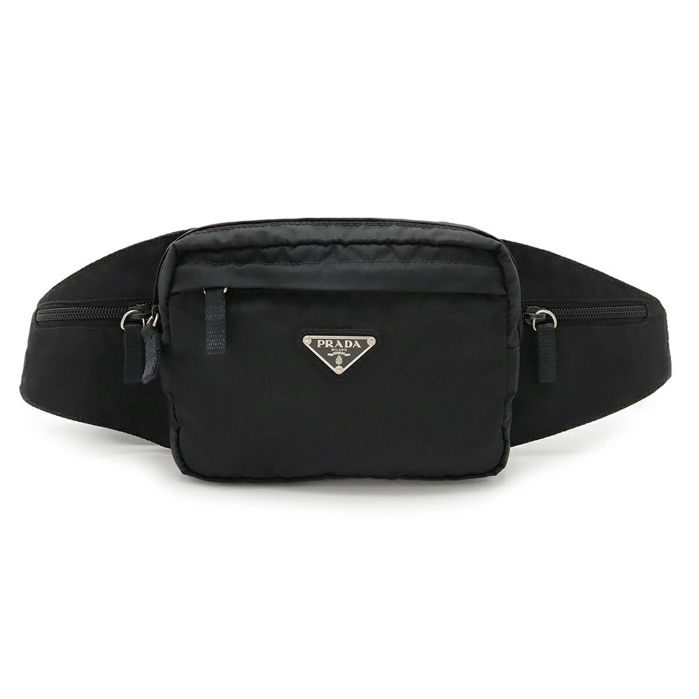 Prada Waist Pouch Clutch Bag Hip Body Shoulder NERO Black